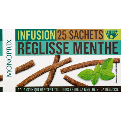 Monoprix Infusion Réglisse Menthe 25 Sachets 37,5G