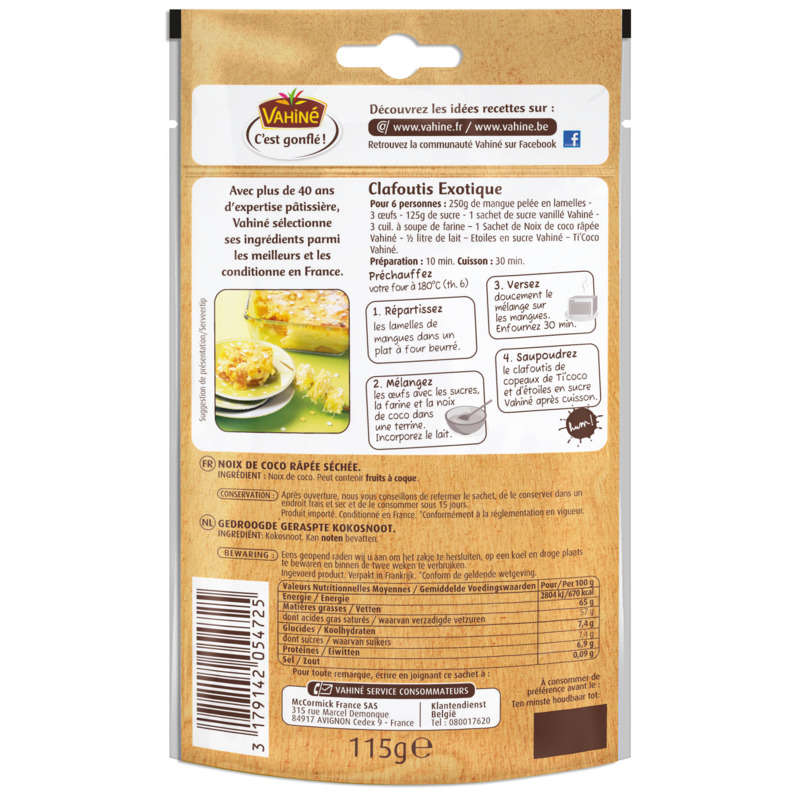 Vahiné Noix de Coco râpée 115g