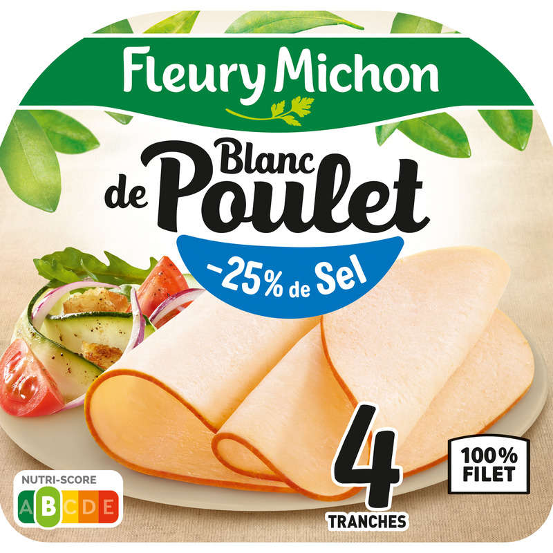 Fleury Michon Blanc De Poulet -25% De Sel x4