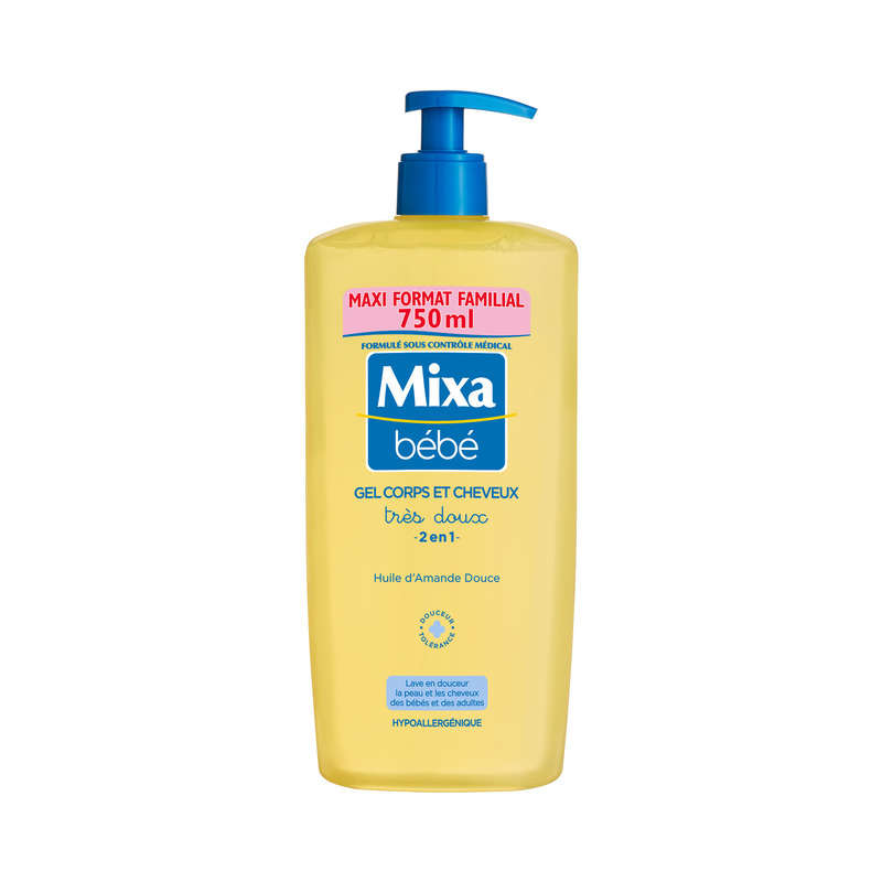 Mixa Bébé Gel Douche Très Doux 2En1 Corps et Cheveux 750ml