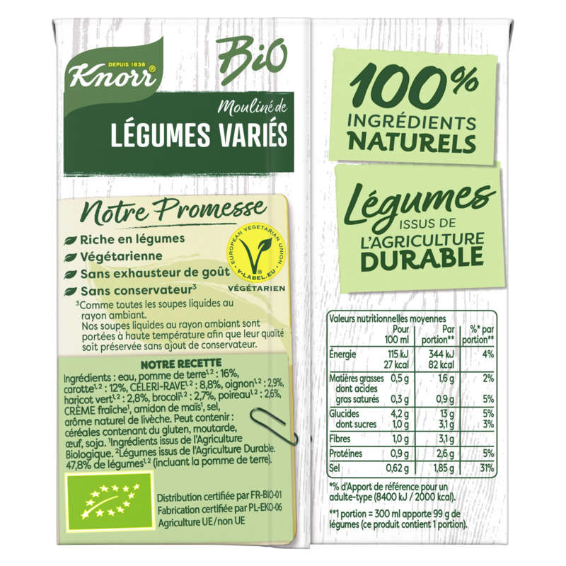 Knorr Mouliné Bio Légumes Variés du Potager Brique 30cl