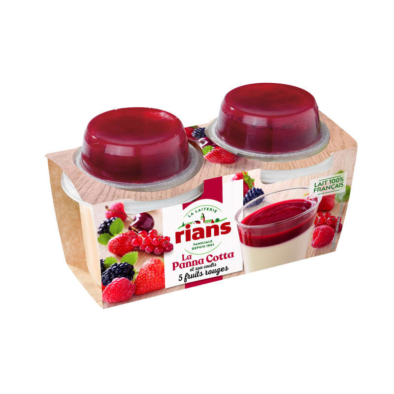 Rians La Panna Cotta Et Son Coulis 5 Fruits Rouges 2x120g