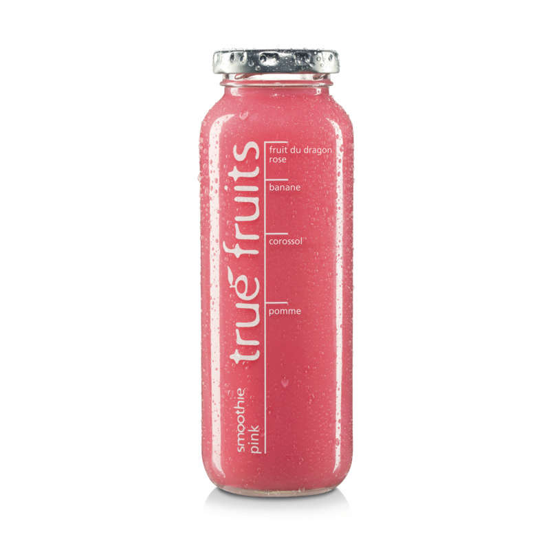 True Fruits Smoothie Pink Fruit du dragon rose banane Corossol pomme 25cl