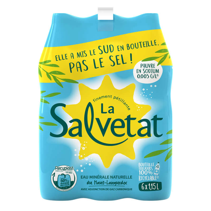 Salvetat Eau Naturellement Gazeuse 6x1,15L