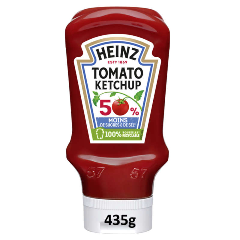 Heinz Tomato Ketchup 50% sucres et sel en moins 435g