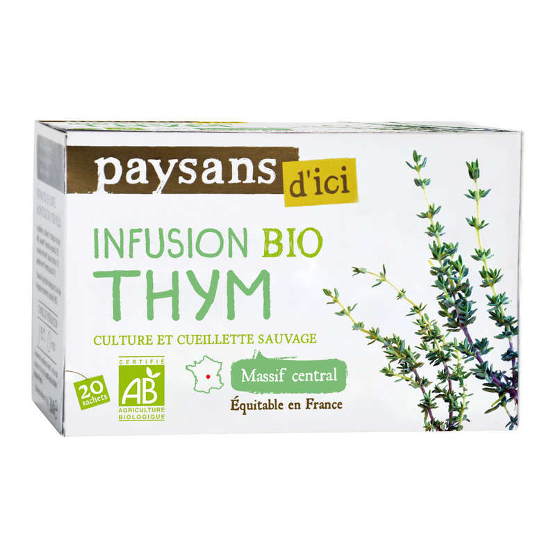 Paysans D'Ici, Infusion Bio Thym Du Massif Central x20 30g