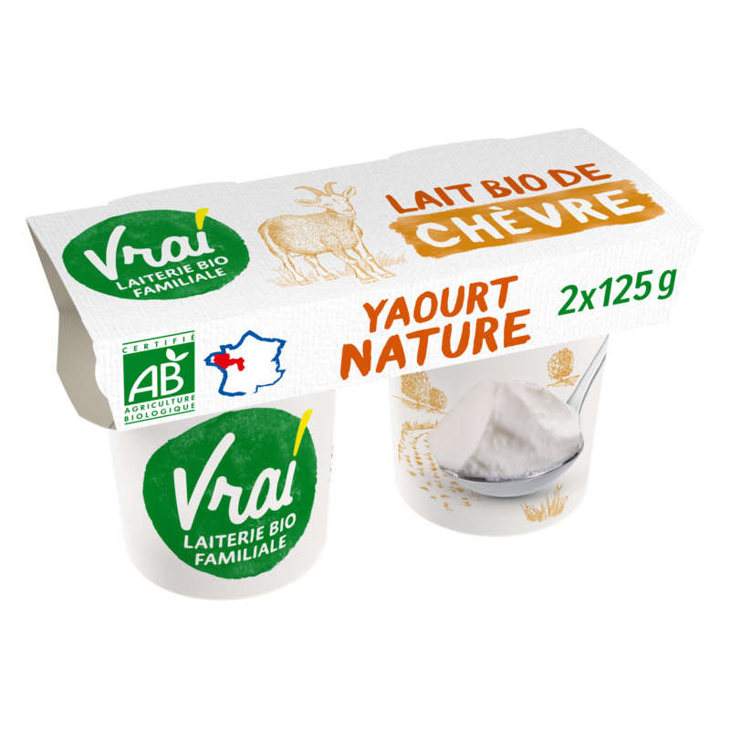 Vrai Yaourt Nature Au Lait De Chèvre Bio 2x125g