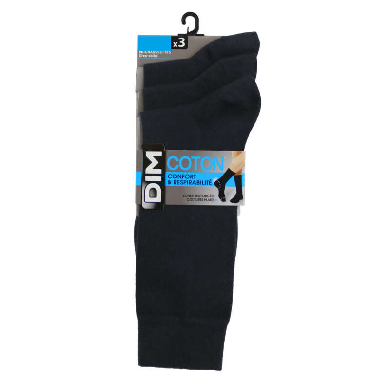 Dim Lot De 3 Paires De Chaussettes en Coton Bleu Marine 43/46