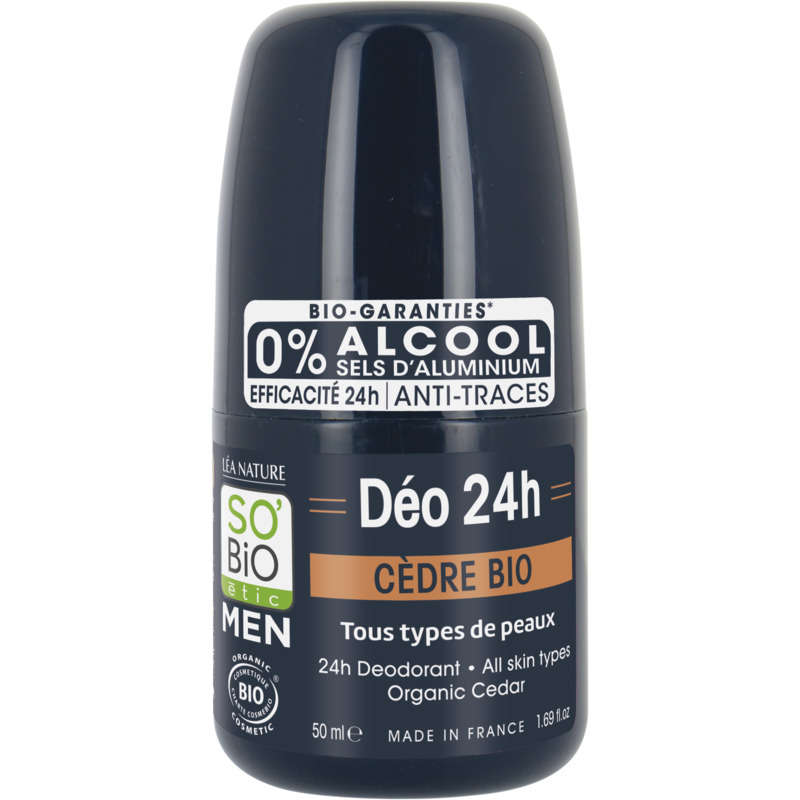 So' Bio Déodorant men cèdre bio anti traces tous types de peaux 50 ml