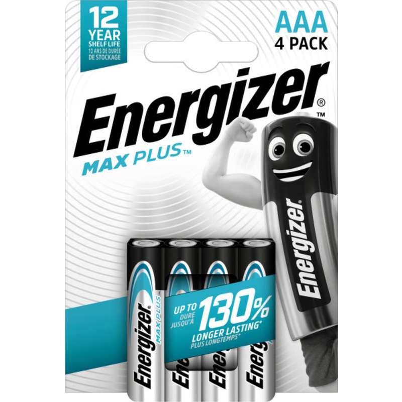 Pile Alcaline Energizer Max Plus AAA/LR03, pack de 4
