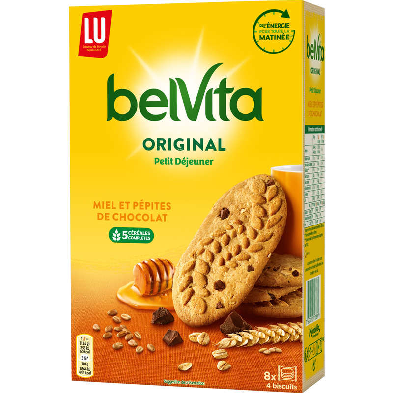 Lu Belvita Petit Déjeuner Biscuits Miel et aux pépites de Chocolat 435g