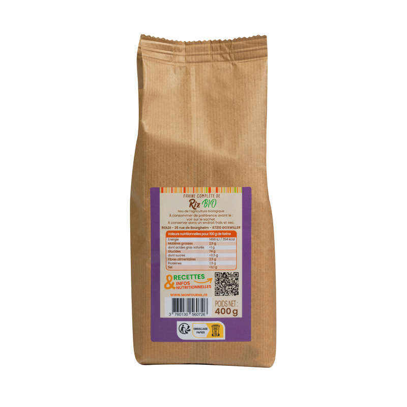 Mon Fournil Farine Complète De Riz, Bio 400g