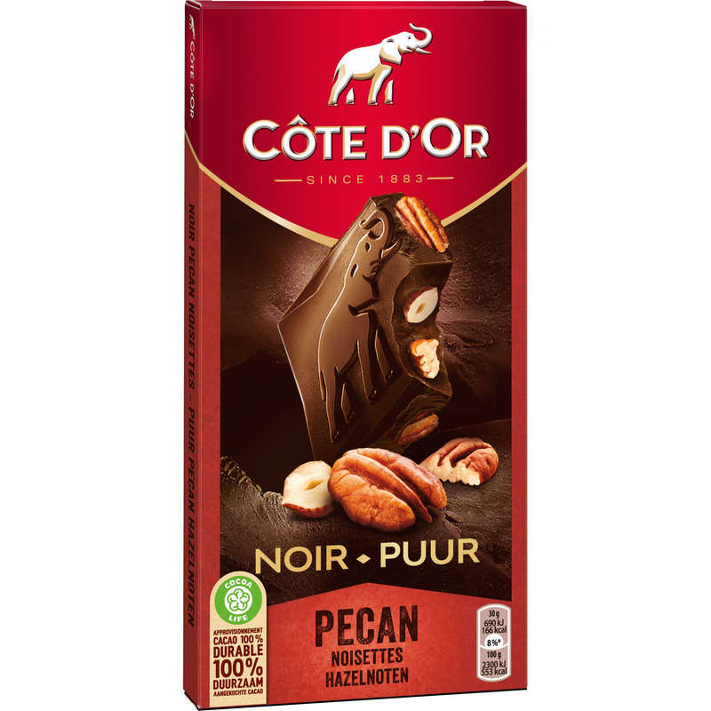 Côte d'Or Tablette Chocolat Noir aux Noix de Pécan et Noisettes 180g