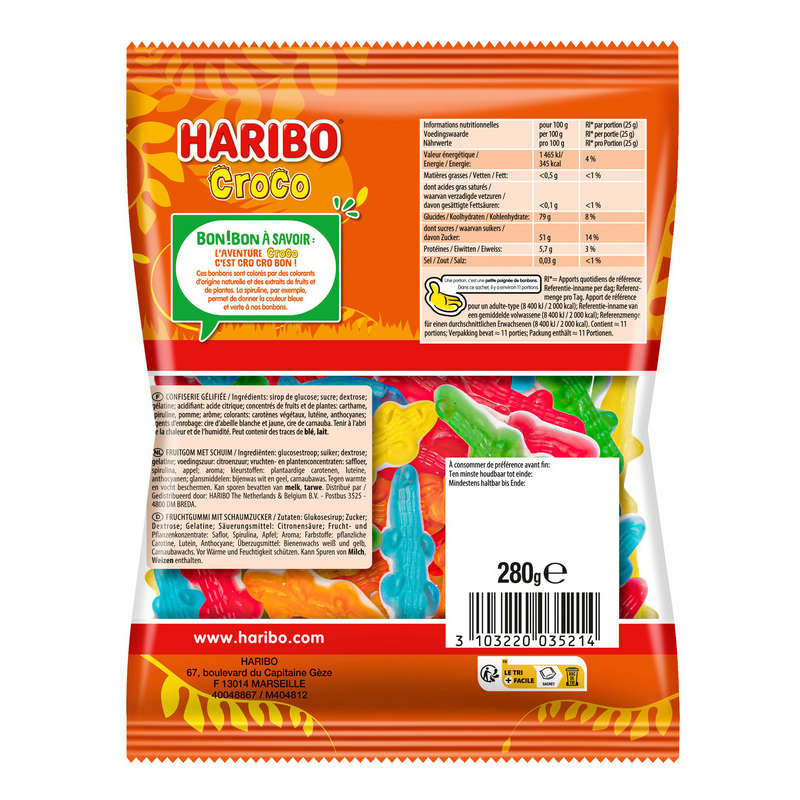 Haribo Bonbons Croco Sachet 280g