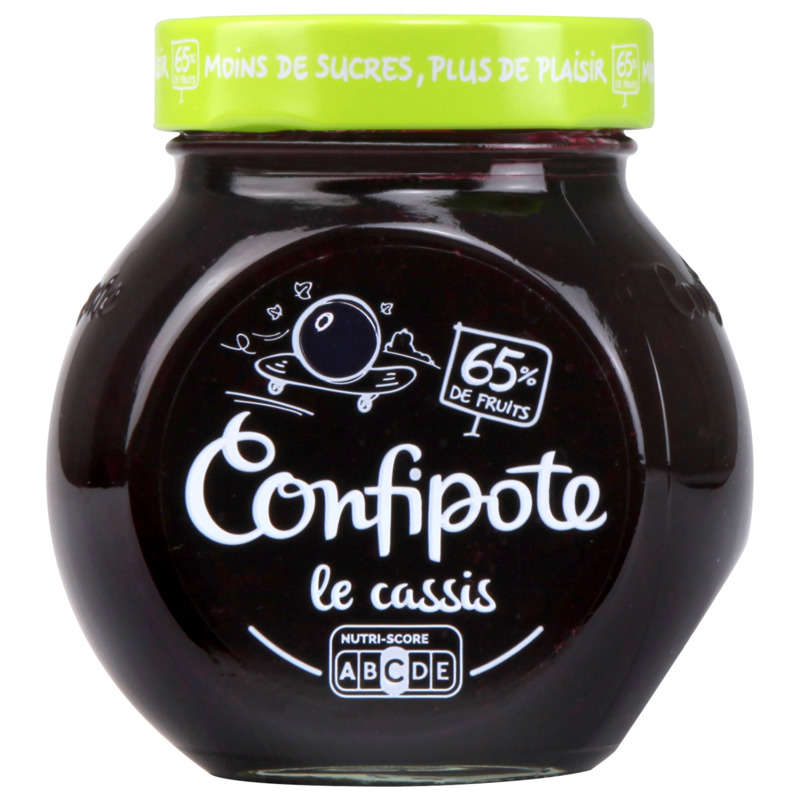 Confipote Confiture de Cassis 65% de Fruits, Allégée En Sucres 350g