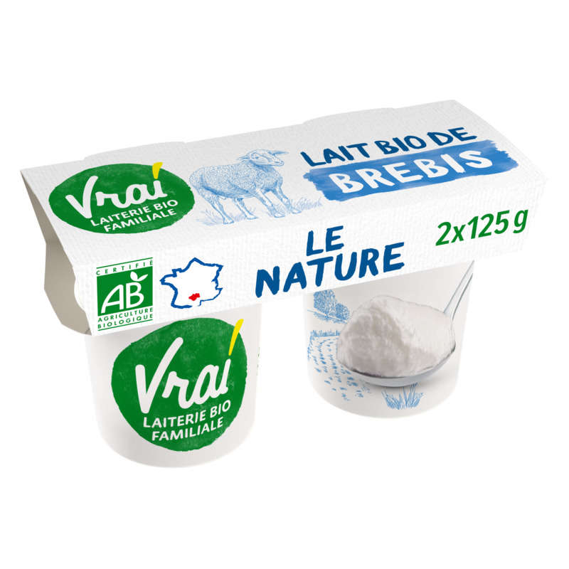 Vrai Yaourt Au Lait De Brebis Nature Bio 2x125g