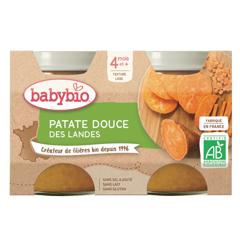 Babybio Petits Pots Patate Douce de France Dès 4 Mois 2x130g