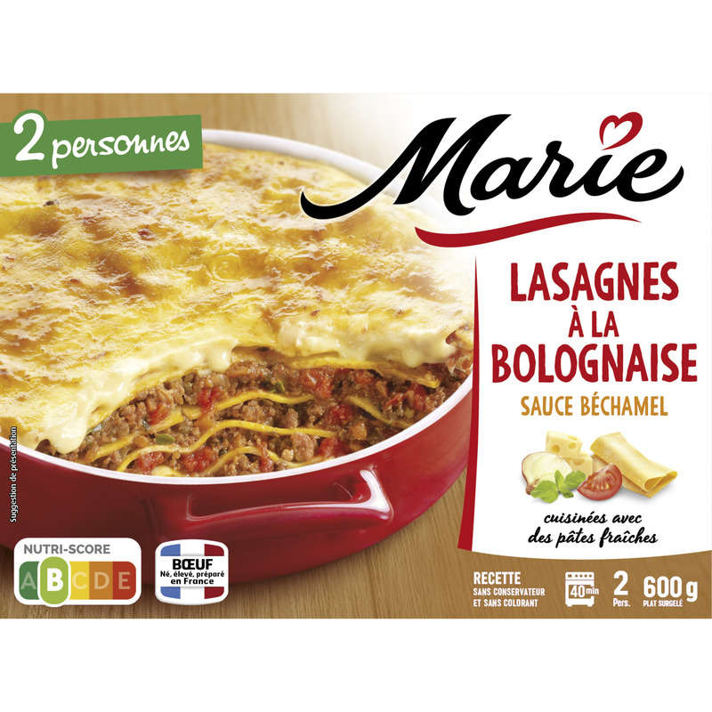 Marie Lasagnes à la bolognaise béchamel gratinée 600g