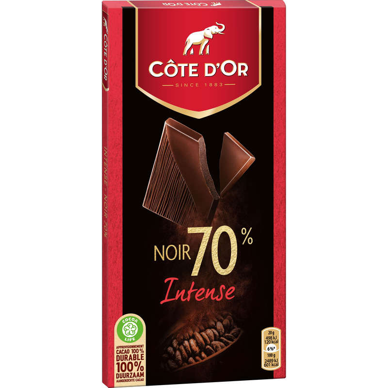 Côte D'Or Tablette Chocolat Noir 70% Intense 100g