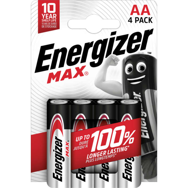 Energizer Pile Alcaline Max AA/LR6, pack de 4