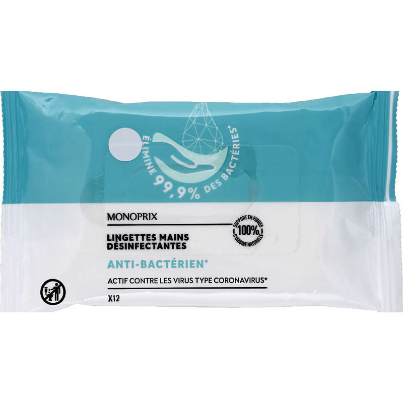 Monoprix Lingettes désinfectantes x12