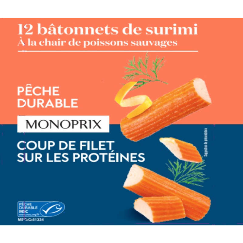 Monoprix 12 Bâtonnets Surimi MSC 200g