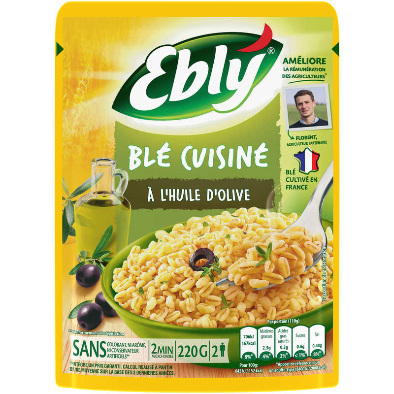 Ebly Blé Express 2Min Nature À L'Huile D'Olive 220g