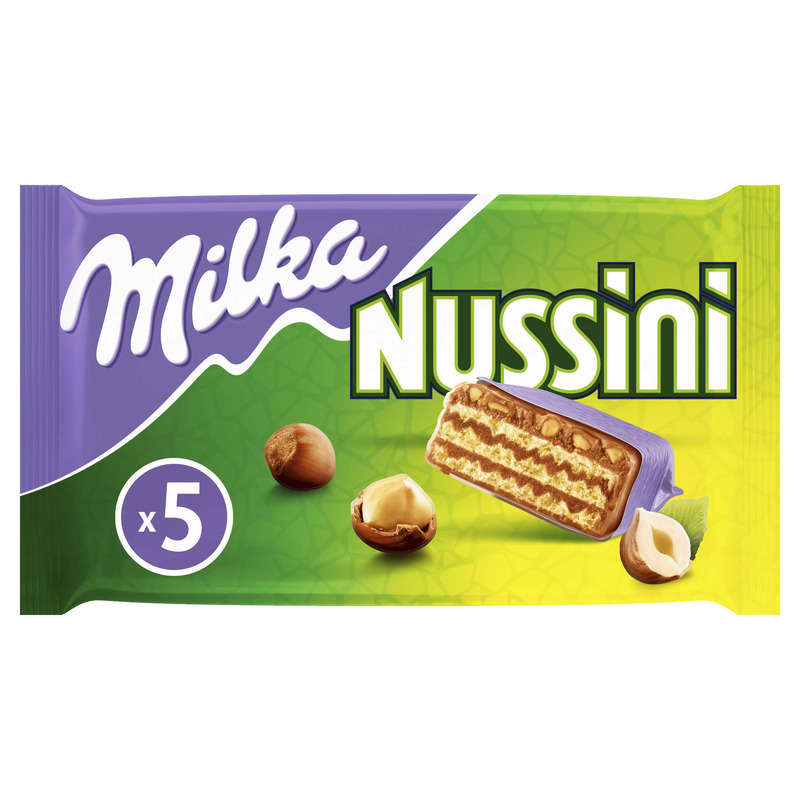 Milka Nussini Tablette Chocolat Gaufrette et Noisettes 5x31,5g