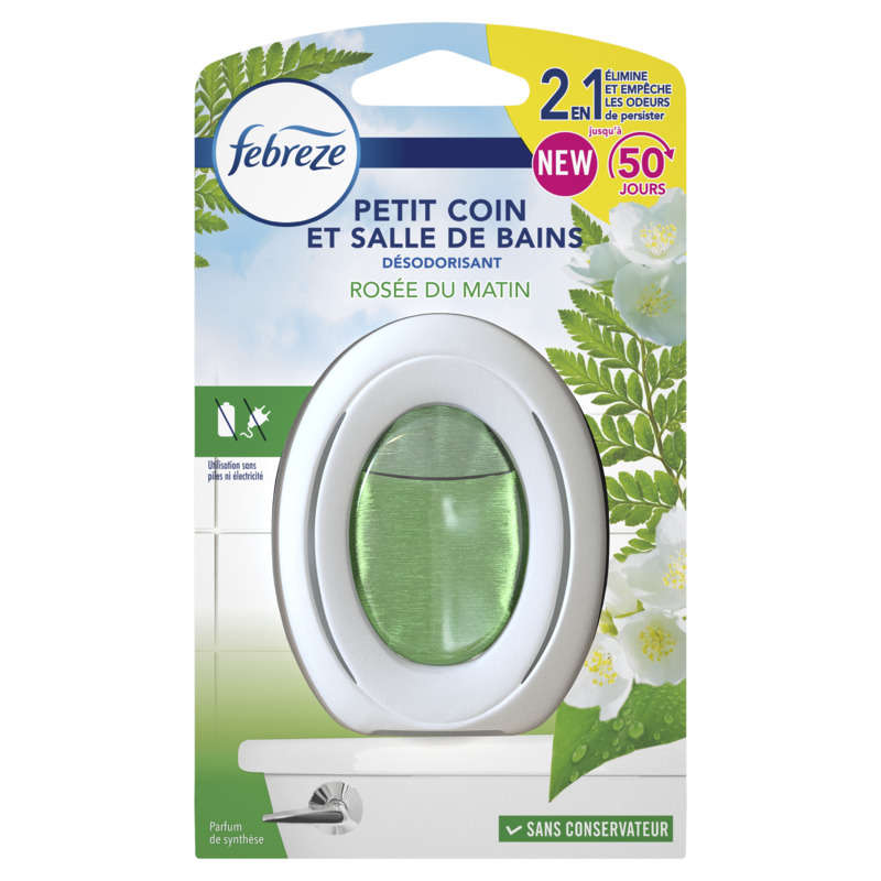 Febreze petit coin salle de bain désodorisant rosée du matin 7.5ml