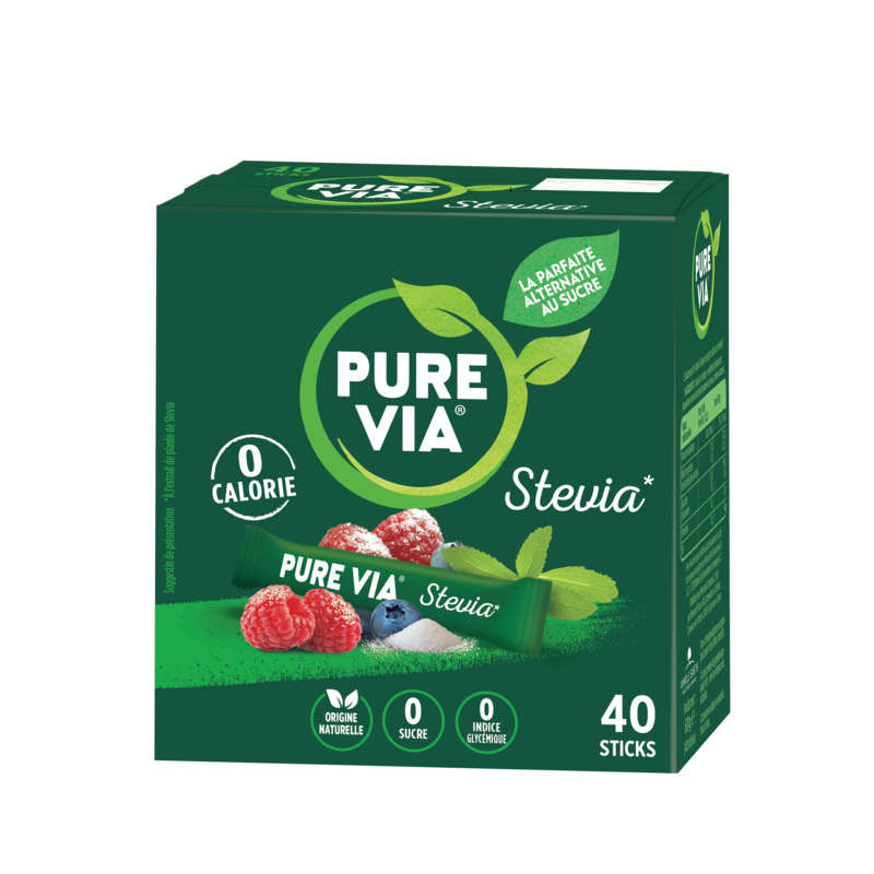 Pure Via Édulcorant Stévia Boîte 40 Sticks