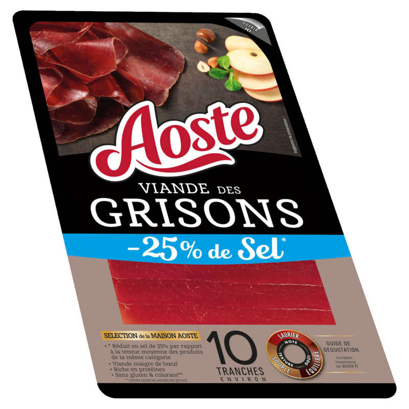 Aoste Viande De Grisons -25% De Sel x10 70g