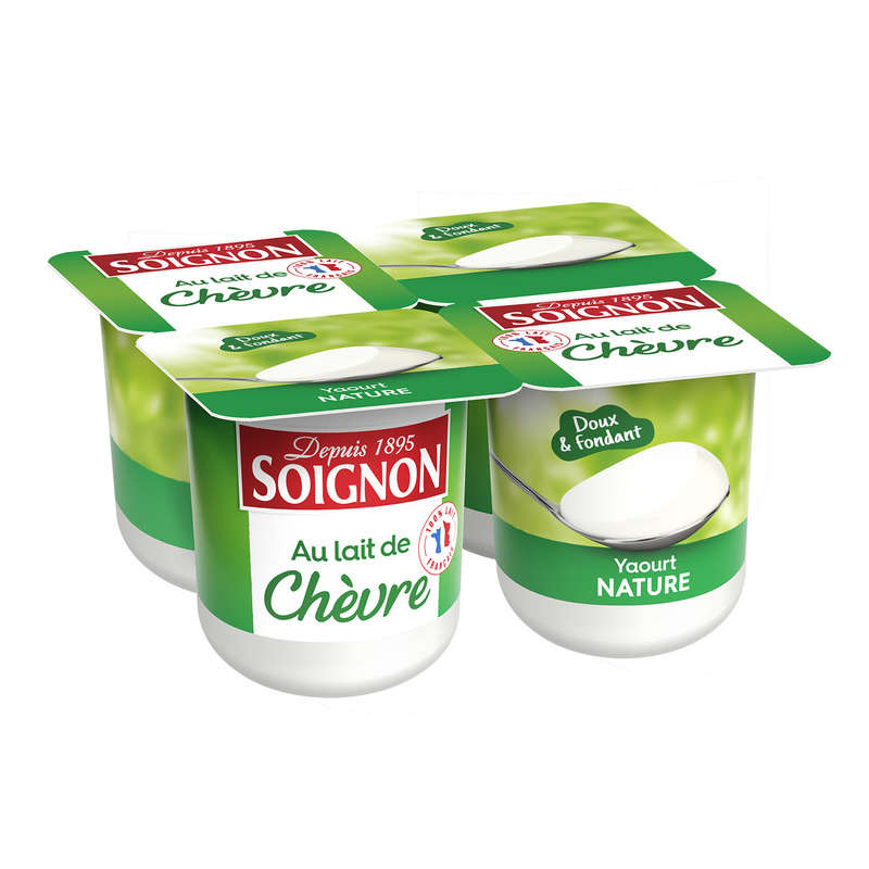 Soignon Yaourt Nature Entier Au Lait De Chèvre 4x125g