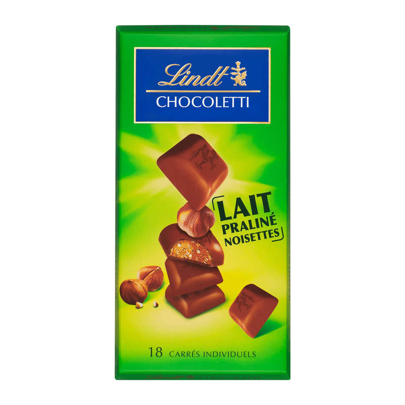 Lindt Chocoletti Tablette Chocolat Lait Praliné Noisettes 100g