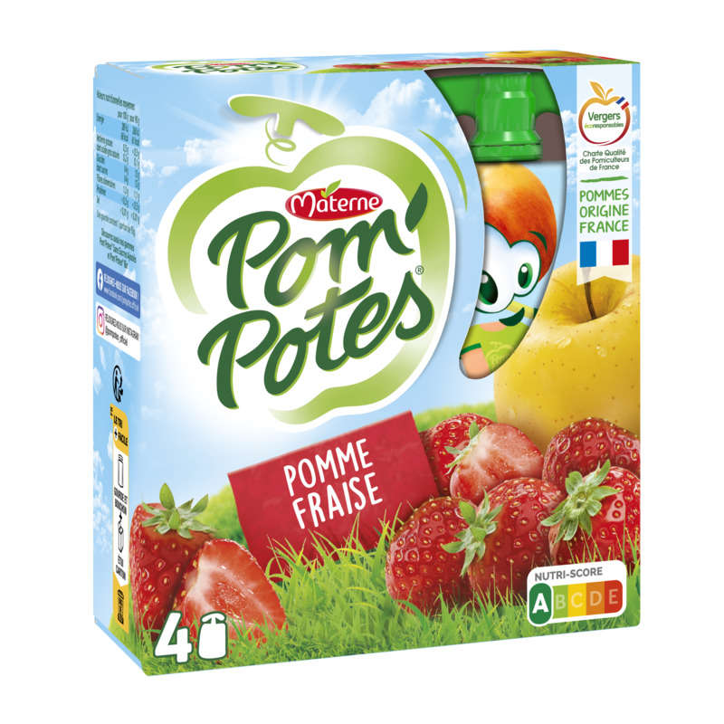 Pom'potes Pomme Fraise 4x90g