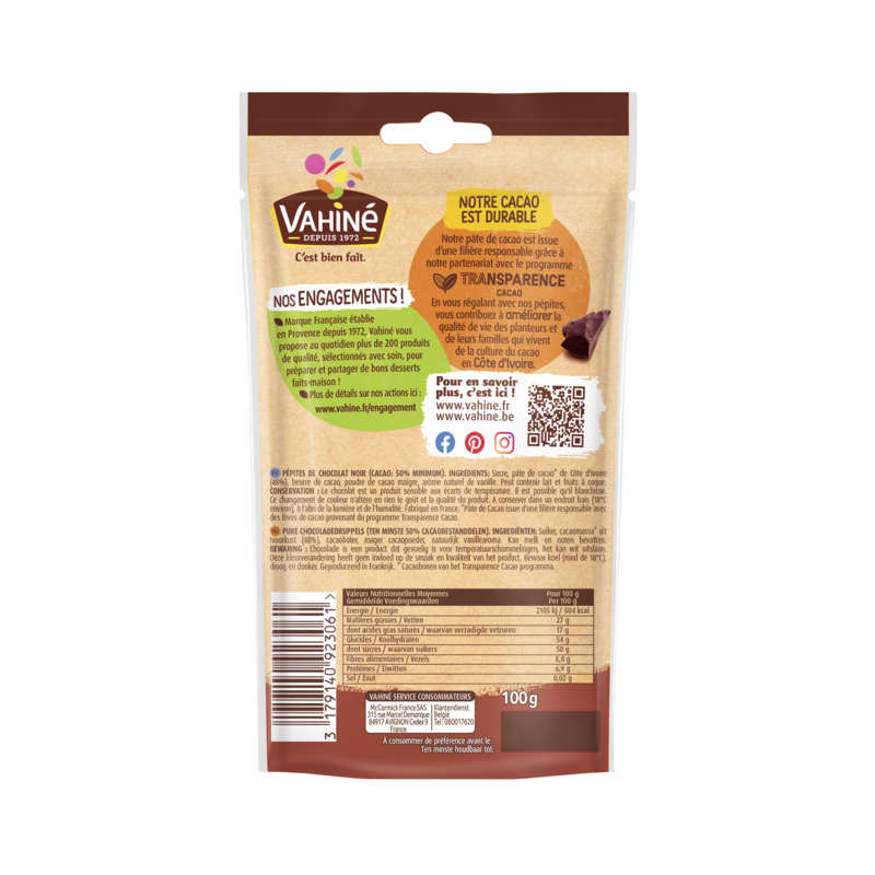 Vahiné Pépites Chocolat Noir 100g