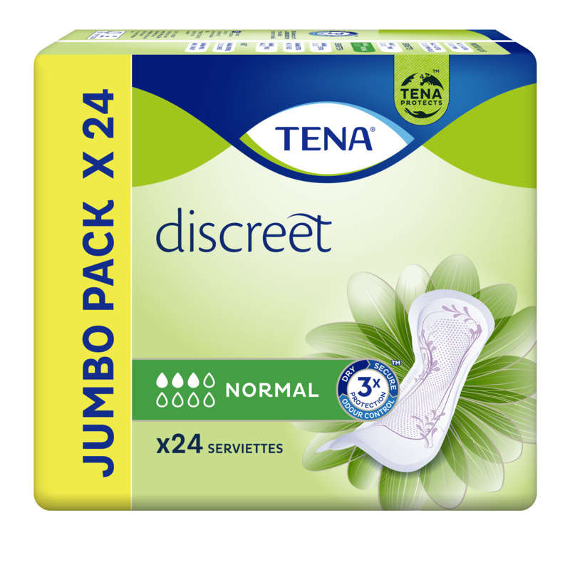 Tena Serviettes Discreet Normal Jumbo Pack X24