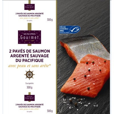 Monoprix Gourmet 2 Pavés de saumon sauvage MSC avec peau 300g