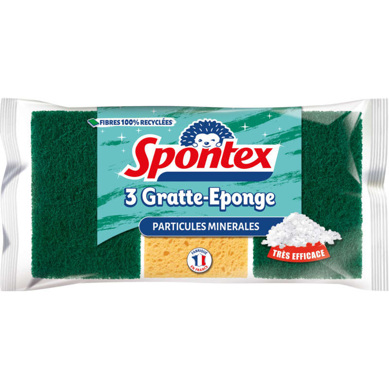 Spontex Gratte-Éponge Particules Minérales x3