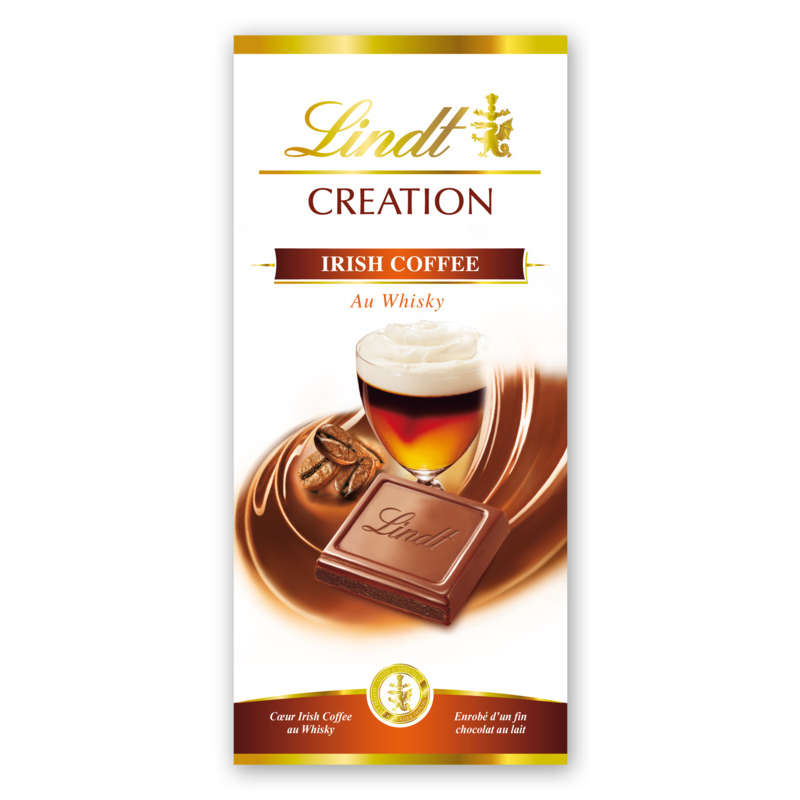 Lindt Chocolat Au Lait Extra Fin Fourré Irish Coffee Onctueusement Whisky 150g