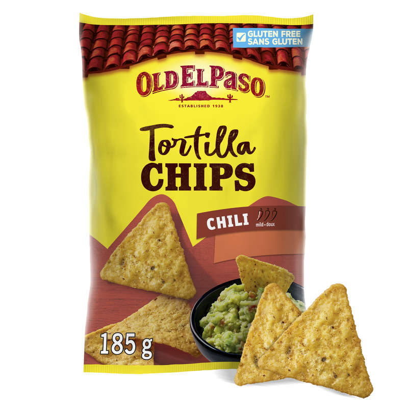 Old El Paso Crunchy Chips Tortilla Goût Chili 185g