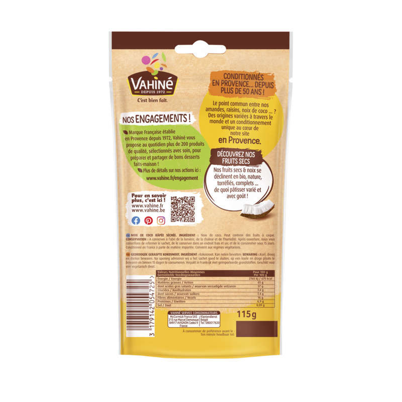 Vahiné Noix de Coco râpée 115g