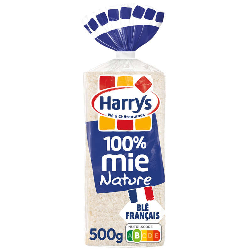 Harrys Pain de mie 100% mie nature sans croute sans additifs 500g