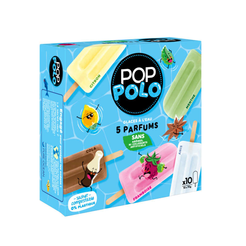 Pop Polo Glaces à l'eau 5 parfums x10 700g