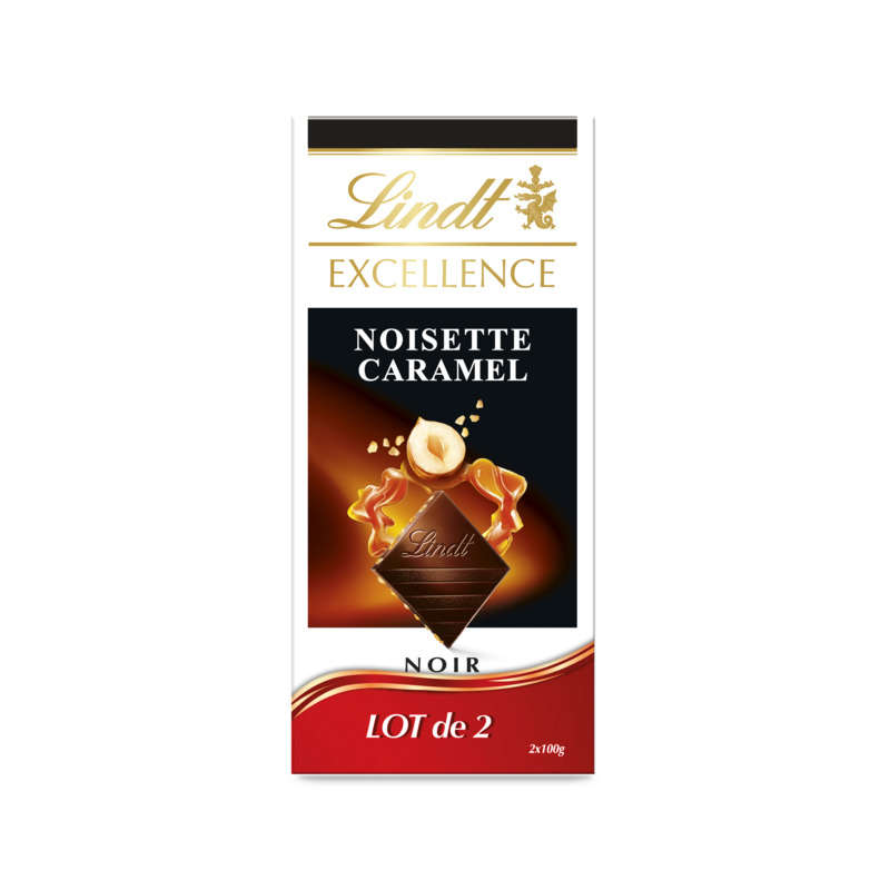 Lindt excellence chocolat noir noisettes caramel 200g