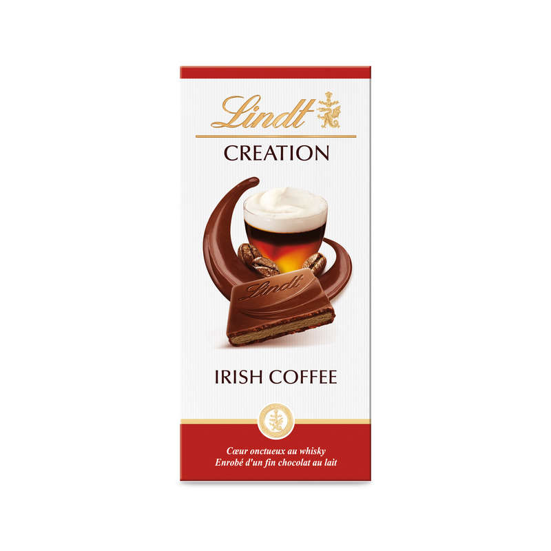 Lindt Chocolat Au Lait Extra Fin Fourré Irish Coffee Onctueusement Whisky 150g