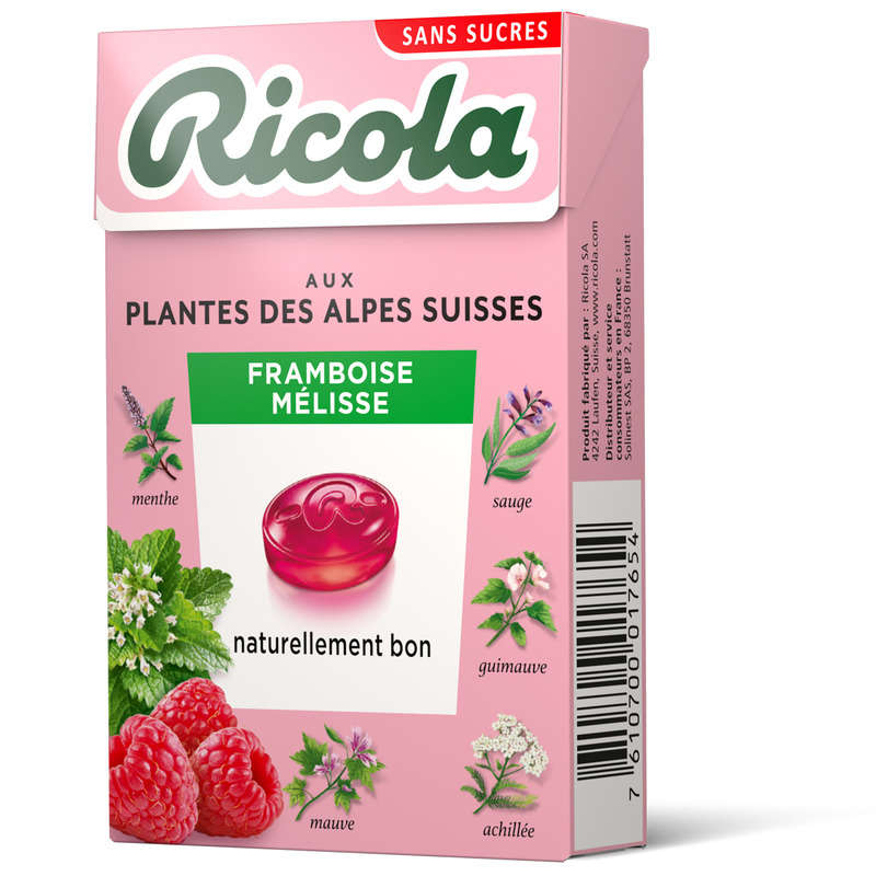 Ricola Aux Plantes Des Alpes Suisses Framboise Mélisse Sans Sucres 50g