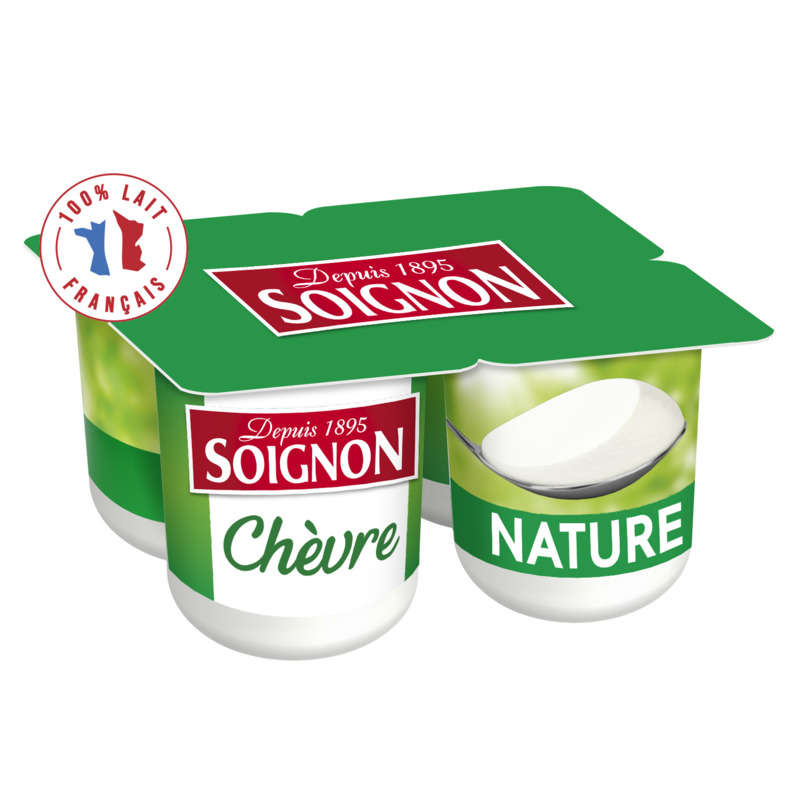 Soignon Yaourt Nature Entier Au Lait De Chèvre 4x125g