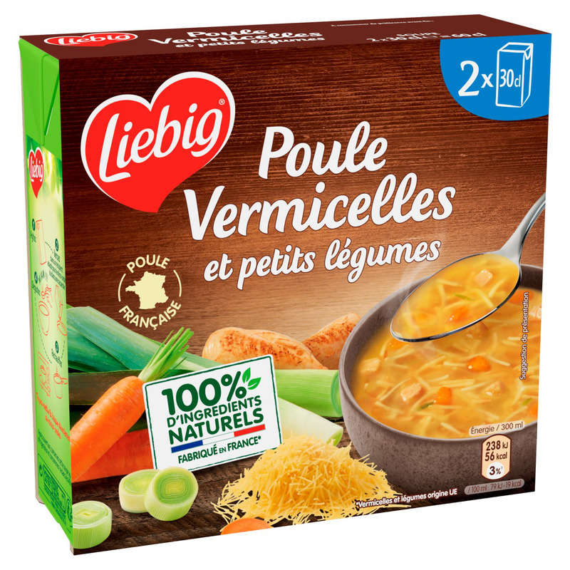 Liebig Bouillon de poule vermicelles et petits légumes 2x30cl