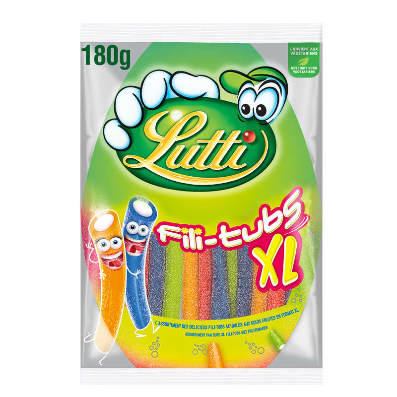 Lutti Bonbons Assortiments Fili-tubs XL Sans Gélatine 180g