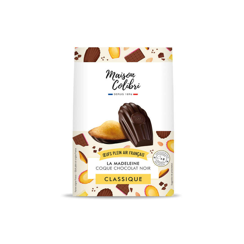 Maison Colibri Madeleines coque chocolat pur beurre 240g